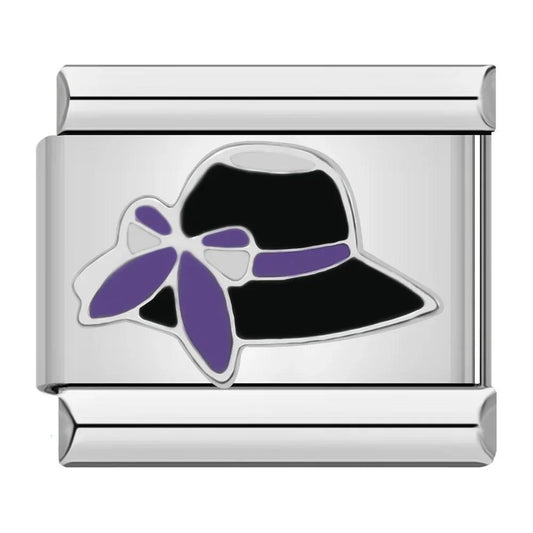 Black Hat, Purple Bow, on Silver