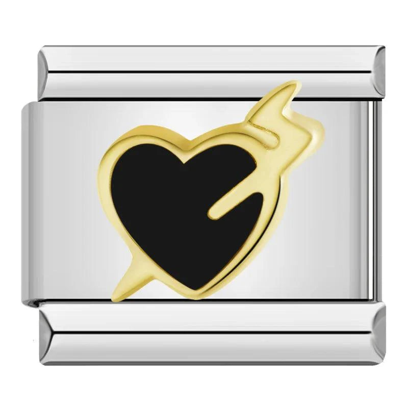 Black Heart, Love at First Sight in Gold, on Silver