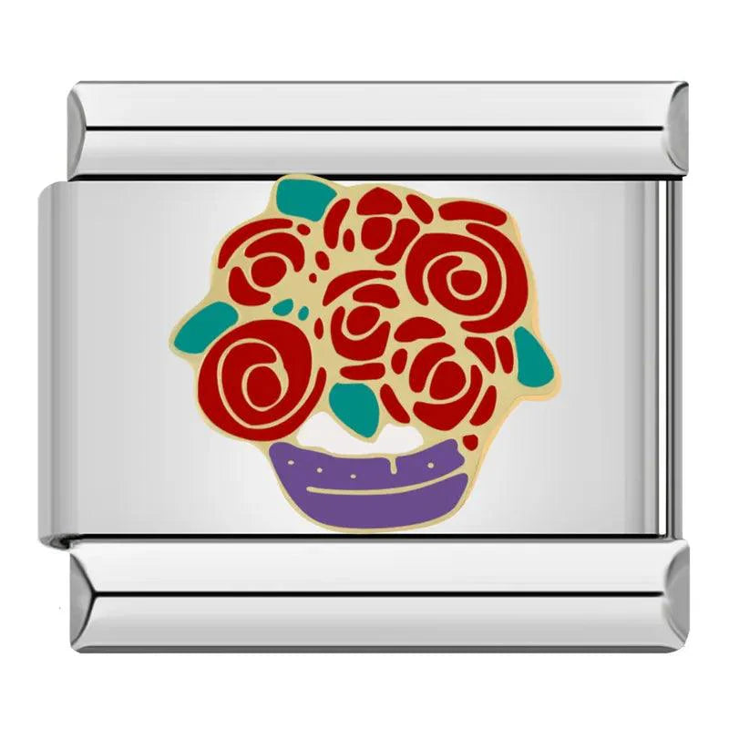 Bouquet of Roses and its Purple Pot