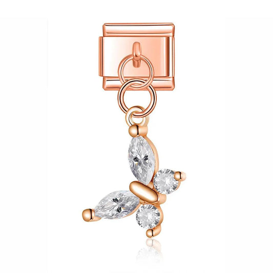 Butterfly with Large Stones, on Rose Gold