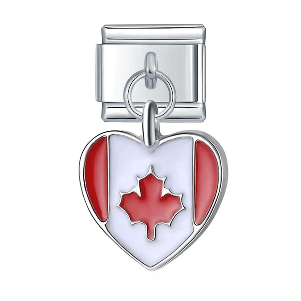 Canada Heart Flag, on Silver