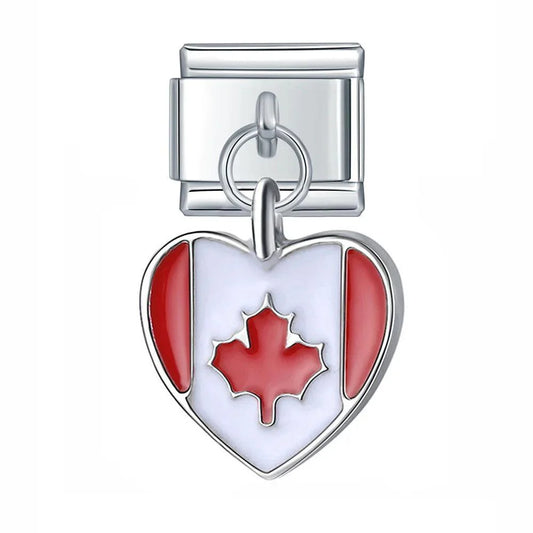 Canada Heart Flag, on Silver