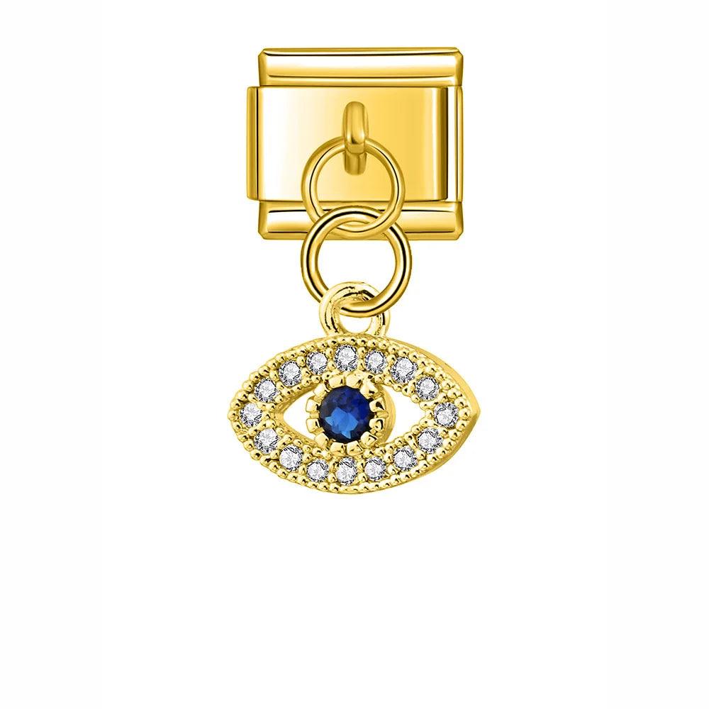 Eye with Blue and White Stones, on Gold