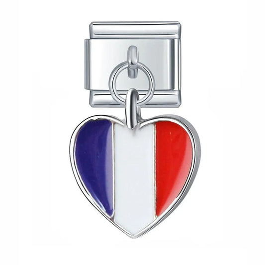 France Heart Flag, on Silver