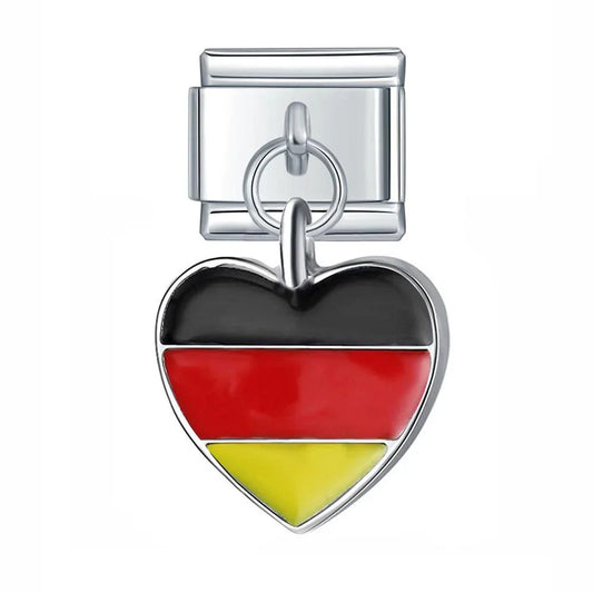 Germany Heart Flag, on Silver