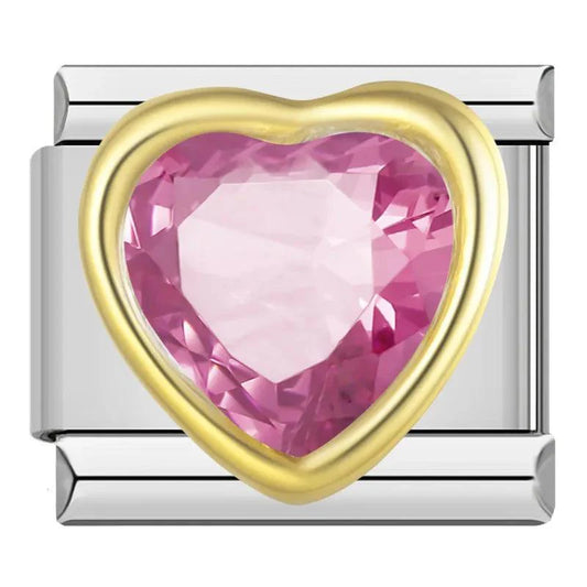 Gold Heart with Large Pink Stone