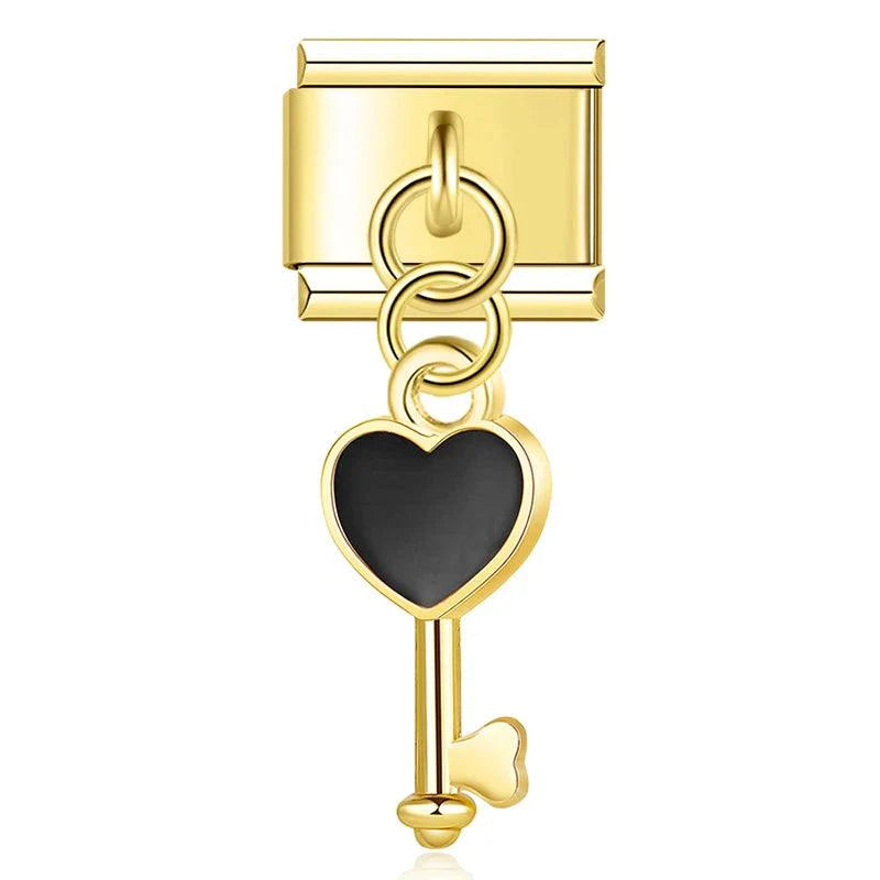 Gold Key with Black Heart