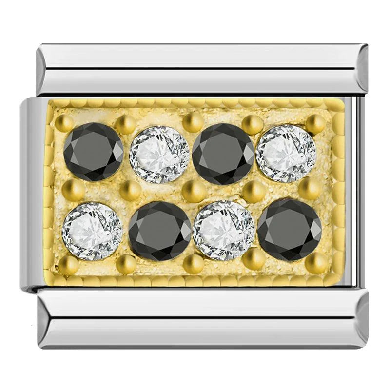 Gold Plate with Stones, Black and White