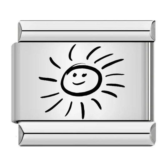 Happy Sun in Black, on Silver