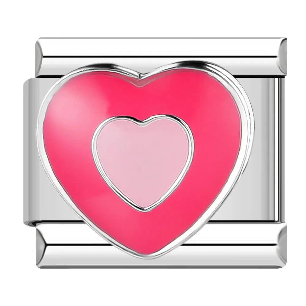 Pink heart, on Silver