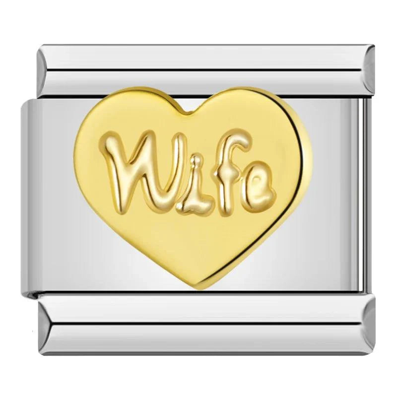 Heart, Love my Wife, in Gold on Silver