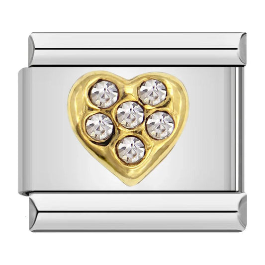 Heart of Gold, White Stones, on Silver