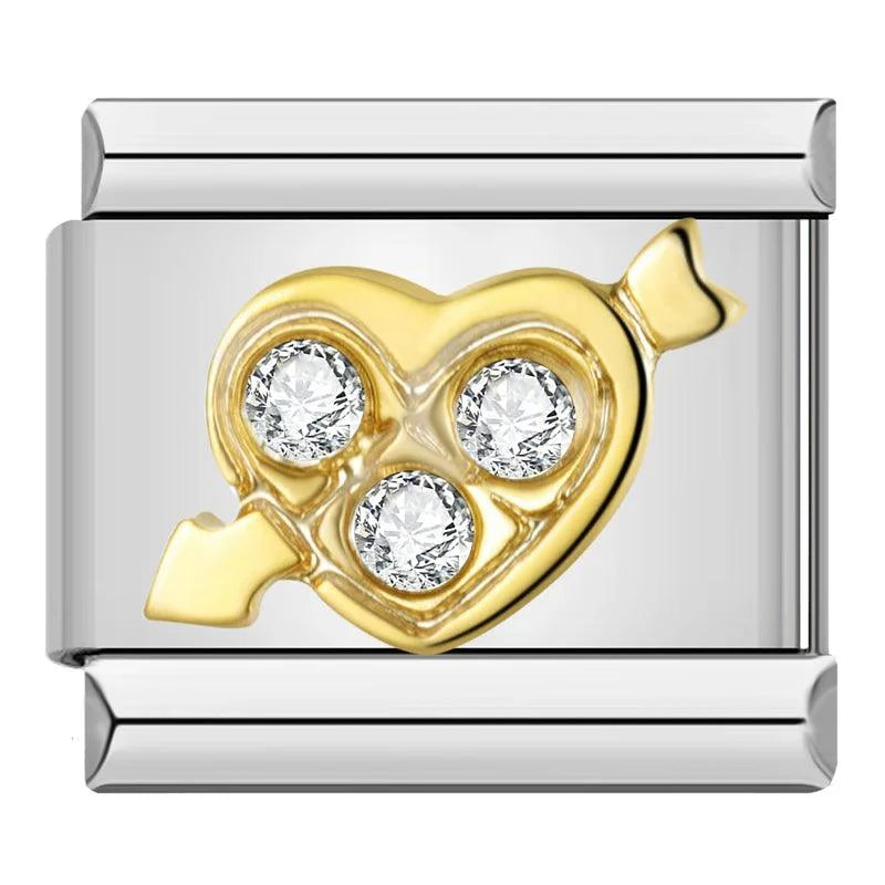 Heart Pierced by a Gold Arrow on Silver