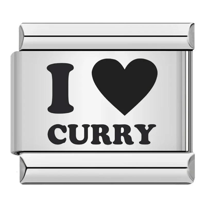 I Love Curry, in Black, on Silver