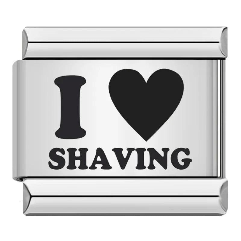 I Love Shaving, in Black, on Silver