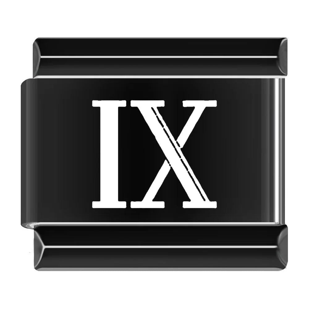 IX, Roman Numeral, on Black