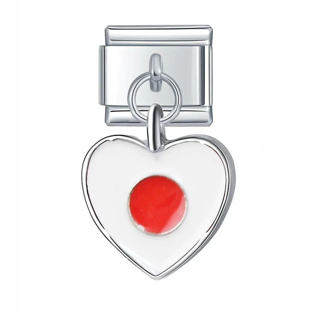 Japan Heart Flag, on Silver