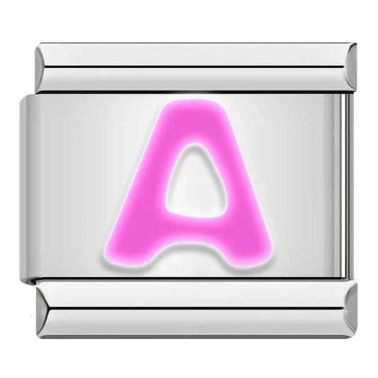 Letter A in Pink, on Silver