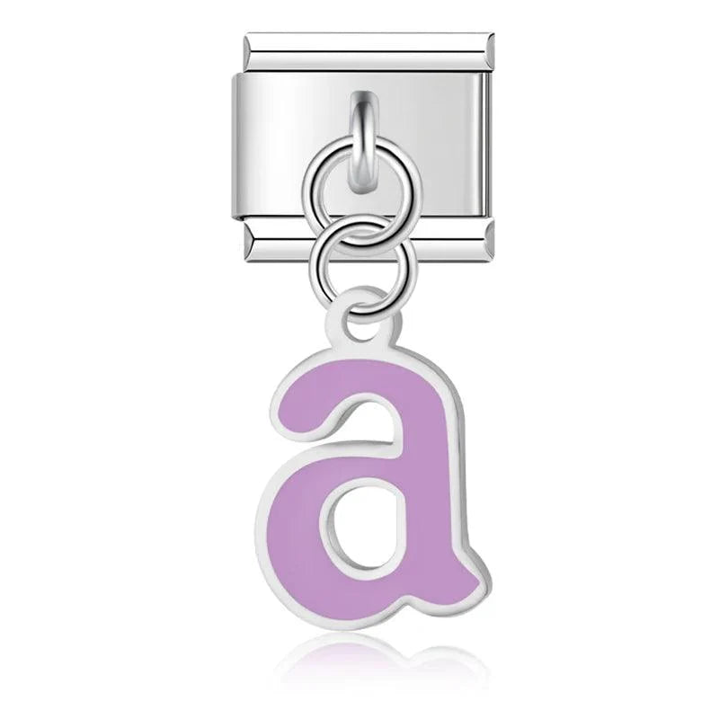 Letter A in Purple, on Silver