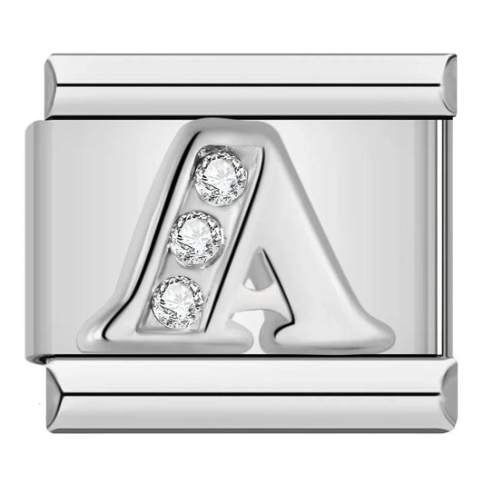 Letter A with Stones, on Silver