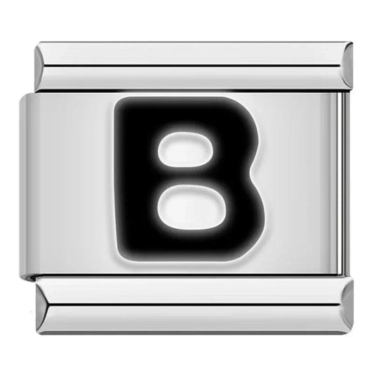 Letter B in Black, on Silver