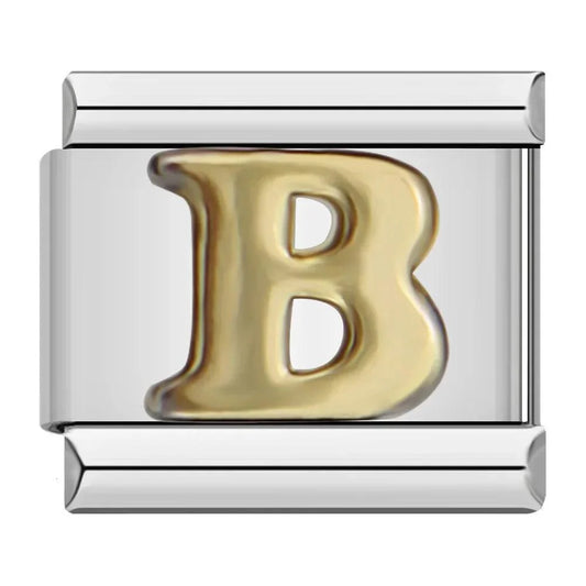 Letter B in Gold, on Silver