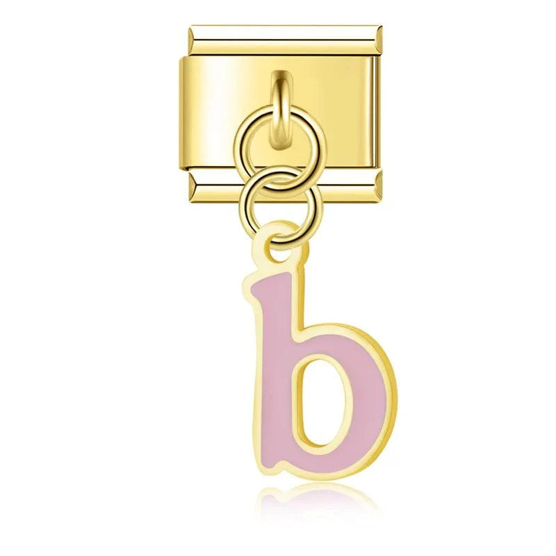 Letter B in Pink, on Gold