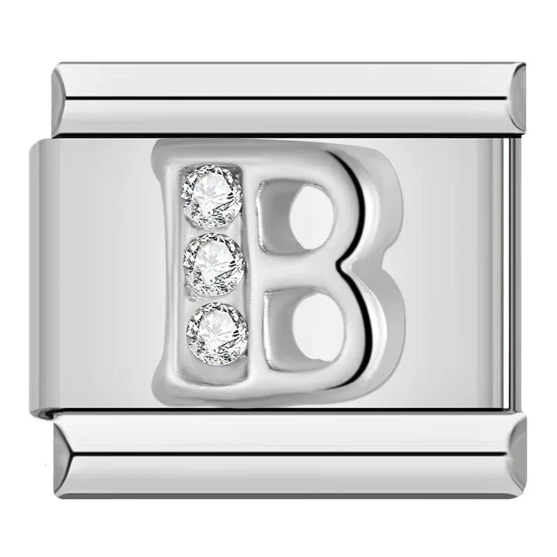 Letter B with Stones, on Silver