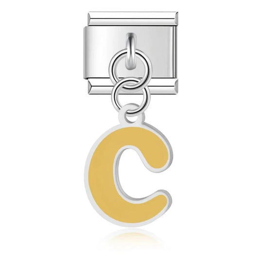 Letter C in Yellow, on Silver