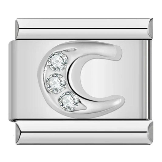 Letter C with Stones, on Silver