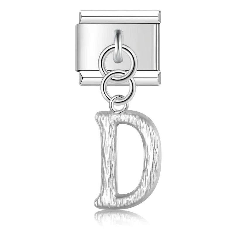 Letter D, Hanging, on Silver