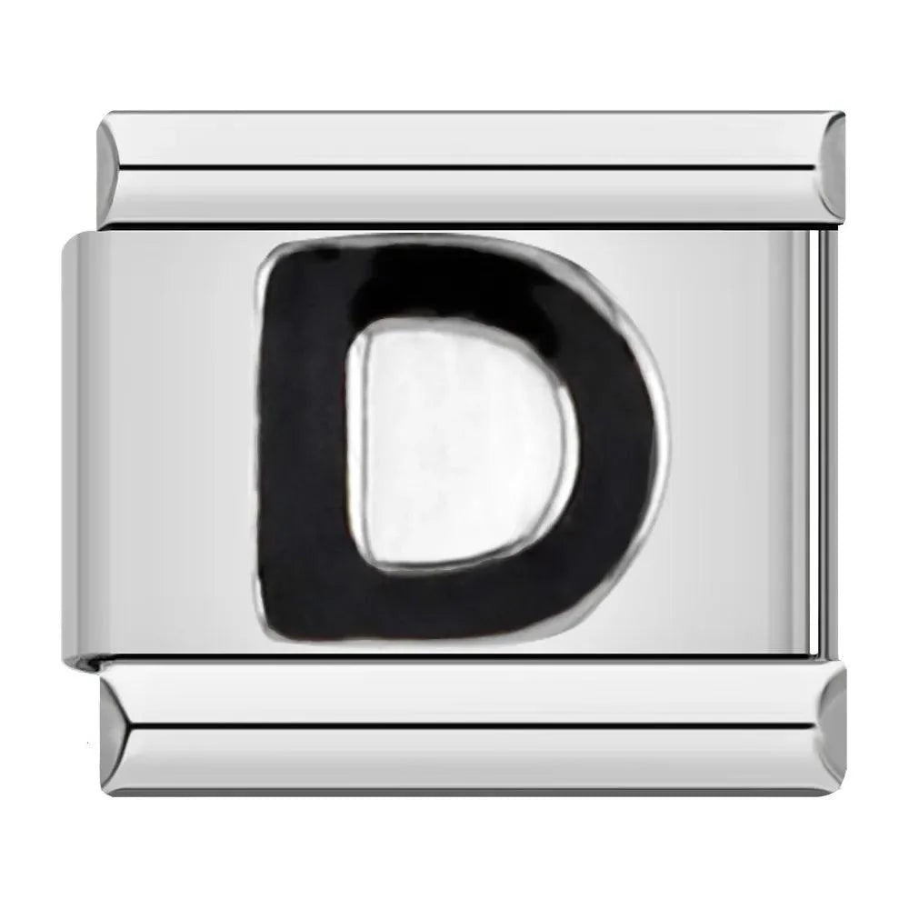 Letter D in Black, on Silver