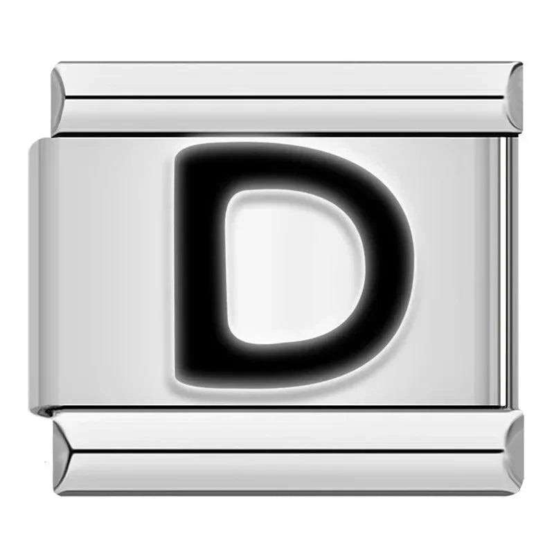 Letter D in Black, on Silver