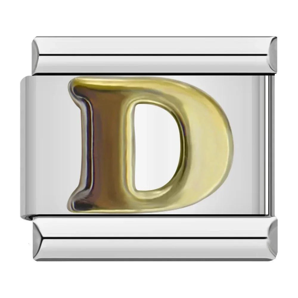 Letter D in Gold, on Silver