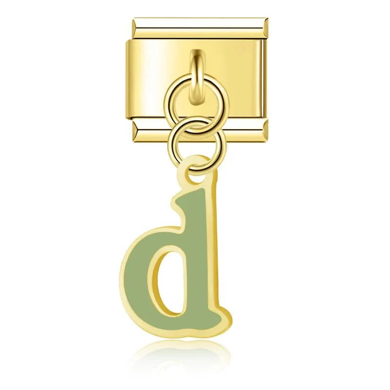 Letter D in Green, on Gold