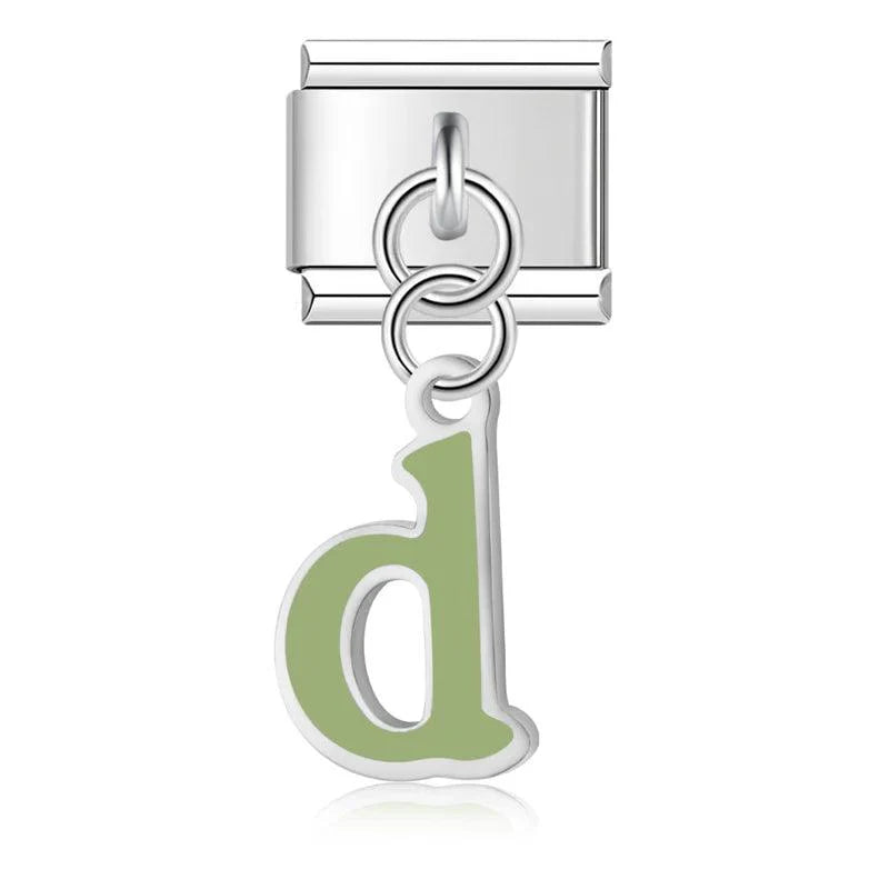 Letter D in Green, on Silver