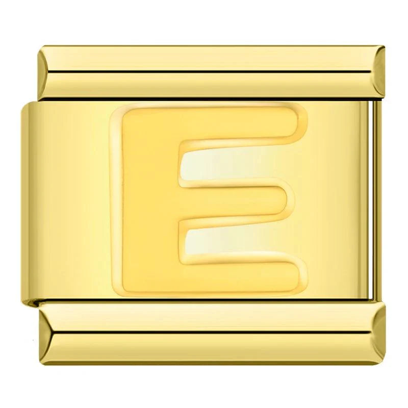 Letter E in Gold, on Gold