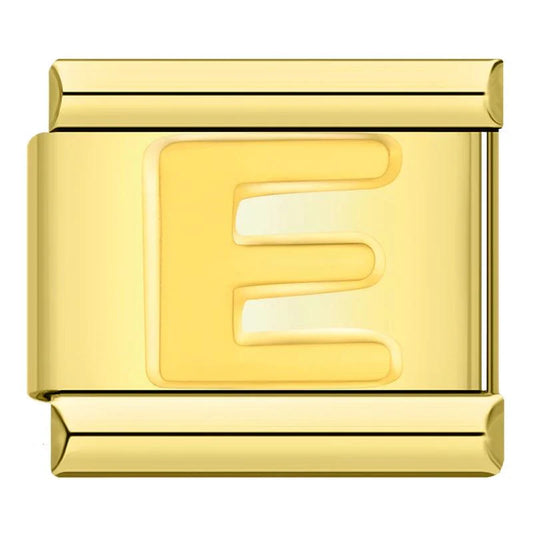 Letter E in Gold, on Gold