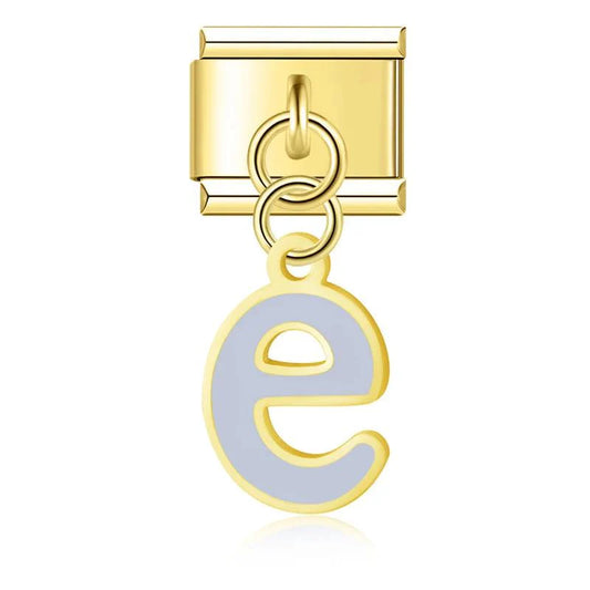 Letter E in Grey, on Gold