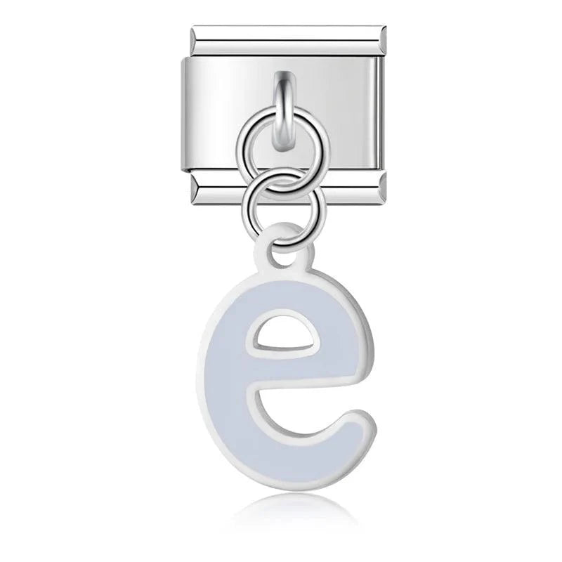 Letter E in Grey, on Silver