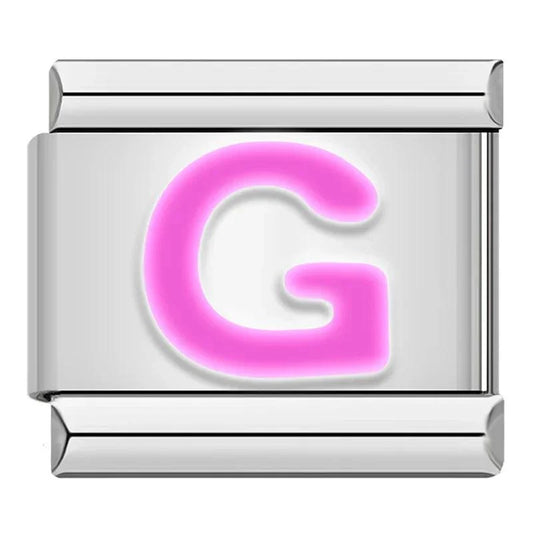 Letter G in Pink, on Silver