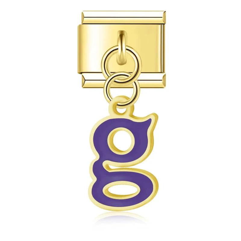 Letter G in Purple, on Gold