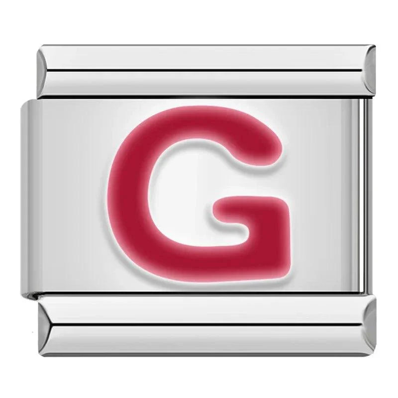 Letter G in Red, on Silver