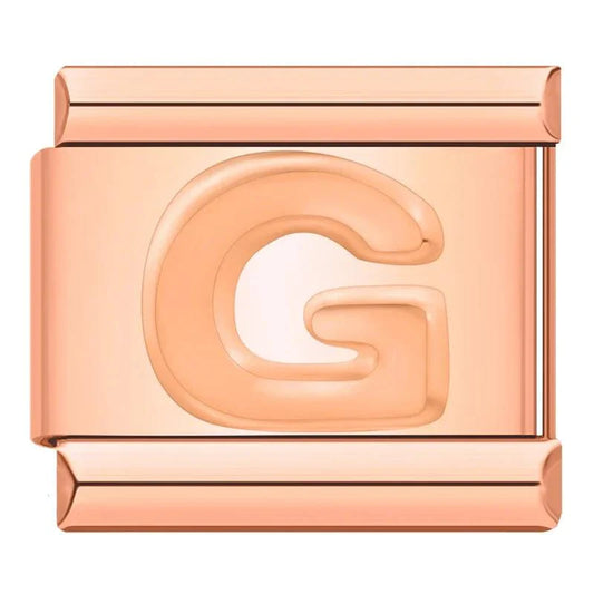 Letter G in Rose Gold, on Rose Gold