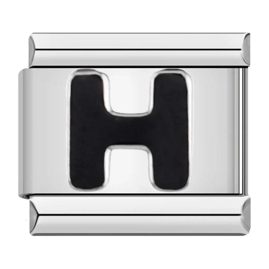 Letter H in Black, on Silver