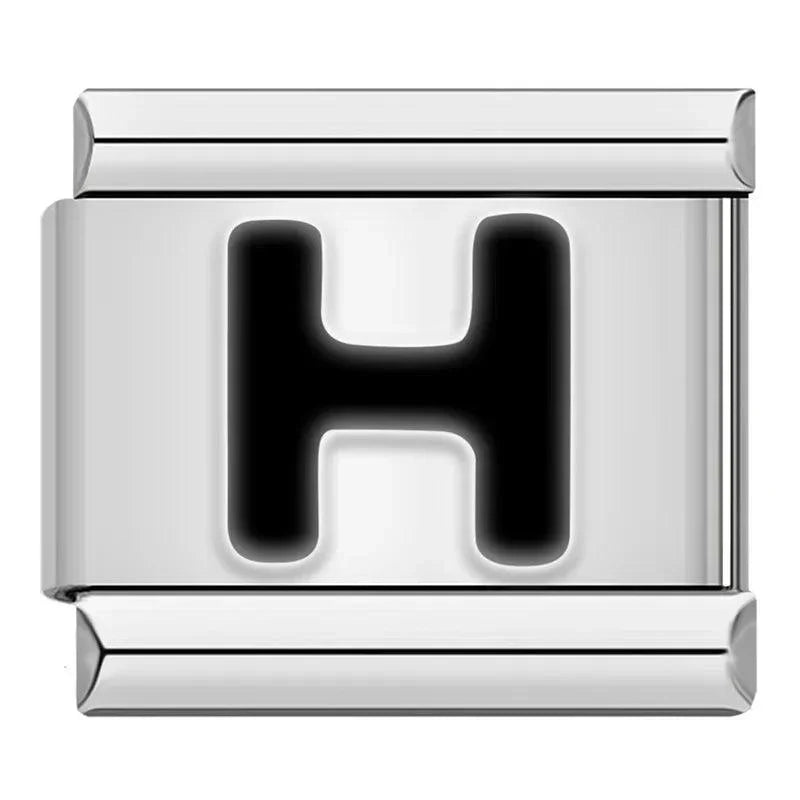 Letter H in Black, on Silver