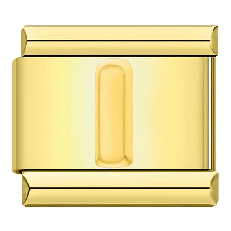 Letter I in Gold, on Gold