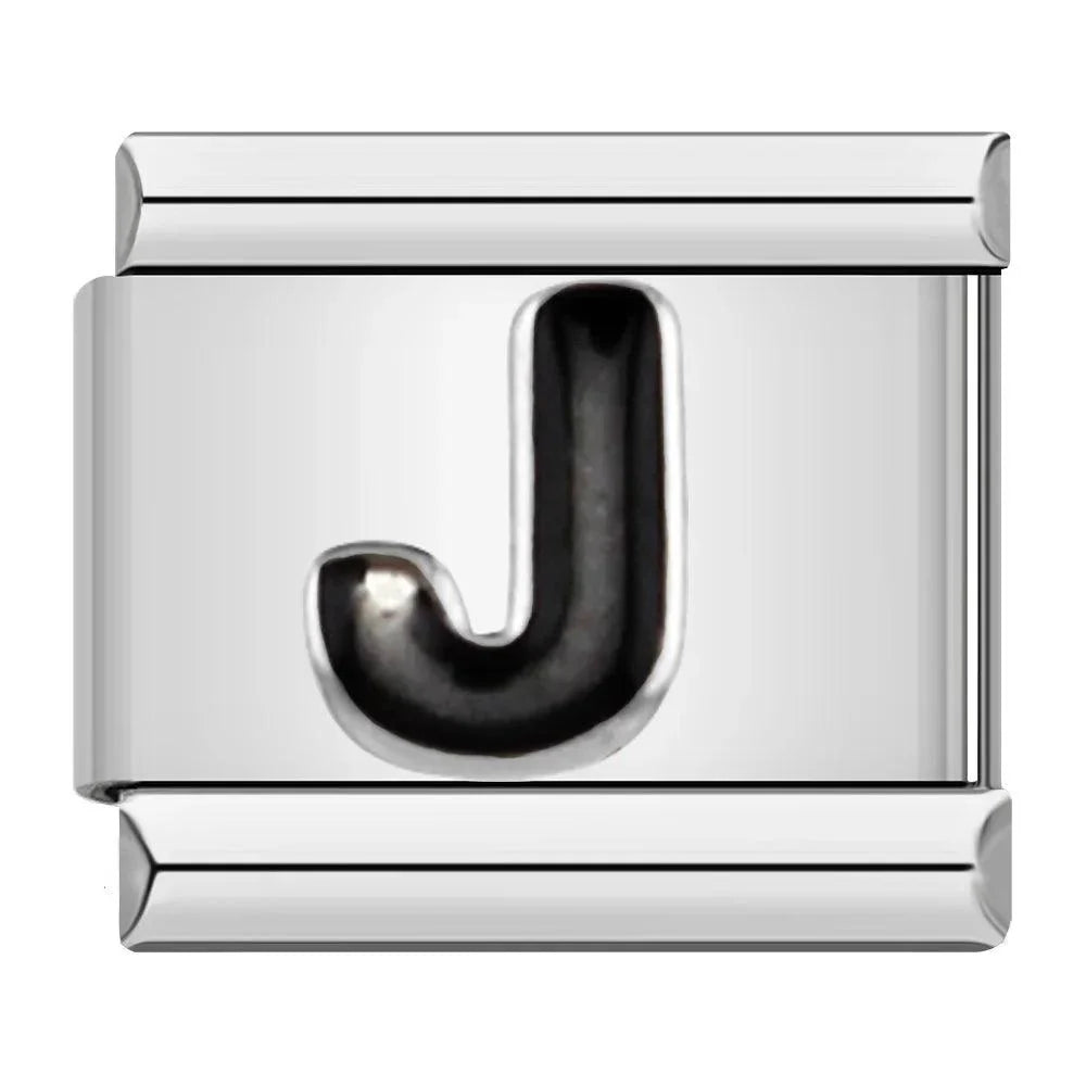 Letter J in Black, on Silver