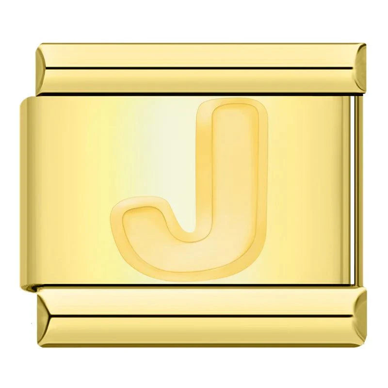 Letter J in Gold, on Gold