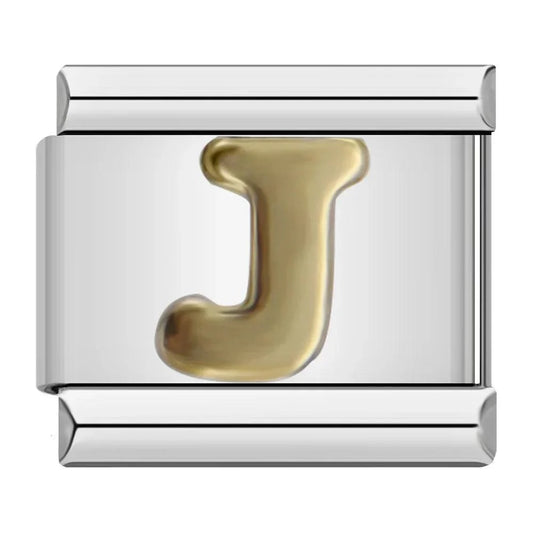 Letter J in Gold, on Silver